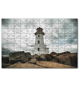 Cakapuzzle Kayalıklar Deniz Feneri ve Bulutlu Gökler Puzzle Yapboz MDF (Ahşap) (120 Parça)