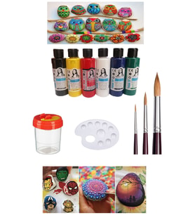 Taş Boyama Seti 6 Ana Renk Set 1 Paket