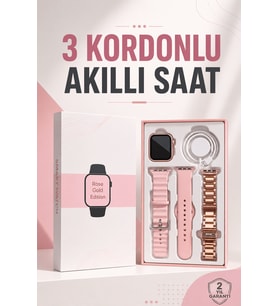 Akıllı Saat Amoled Ekran 3 Kordonlu Aksesuar Hediyeli Sesli Görüşme