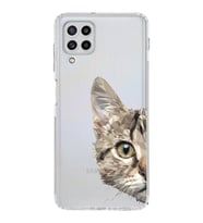 Samsung Galaxy M32 Uyumlu Kamera Korumalı Kapak Catface Tasarımlı  Şeffaf Silikon Kılıf