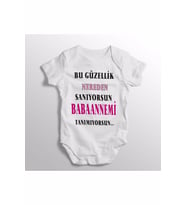 Bu Güzellik Nereden Sanıyorsun Babaannemi Tanımıyorsun Yazılı Baskılı Bebek Zıbını