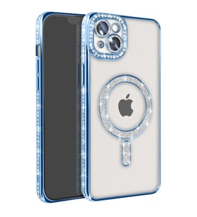 Apple İphone 14 Kılıf Joke Simli Magneticsafe Kılıf - Mavi