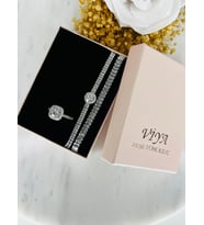 Love 3'lü Set Bileklik Yüzük Set Sevgiliye Kız Arkadaşa Hediye (Beyaz - Gümüş)
