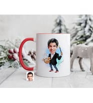 Bk Gift Kişiye Özel Sihirbaz Karikatürlü Kırmızı Kupa Bardak-1, Sevgiliye Hediye, Arkadaşa Hediye