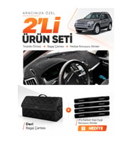 LAND ROVER FREELANDER (2006-2014) Uyumlu Torpido Örtüsü + Deri Bagaj Çantası + Sticker Seti - Siyah