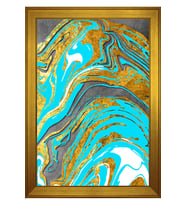 Soyut Şekiller Motifli Kanvas Tablo 50 x 70 cm Gold Çerçeve
