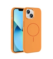 Lexroo iPhone 15 Kılıf M-Safe Şarj Özellikli Metal Kamera Çerçeveli Edi Silikon Kılıf - Turuncu