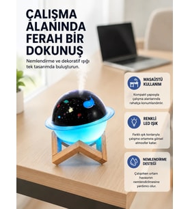 Gece lambası özellikli taşınabilir nemlendirici ve aromaterapi cihazı USB girişli