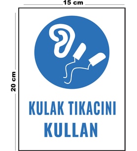 Metal Kulak Tıkacını Kullan 15 cm x 20 cm Uyarı Levhası Yönlendirme Tabelası