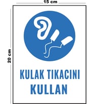 Metal Kulak Tıkacını Kullan 15 cm x 20 cm Uyarı Levhası Yönlendirme Tabelası