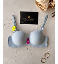 Violet Dikişsiz Lazer Kesim Double Push-Up Balensiz İz Belli Etmez Straplez Kesim Kaliteli Sütyen (Bebe Mavisi)