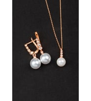 İNCİ KOLYE VE KÜPE SETİ 925 Ayar Gümüş Set