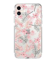 Apple iPhone 11Kamera Korumalı Tıpalı Kapak Floral Kırmızı Tasarımlı Şeffaf Kılıf