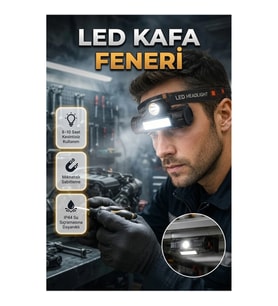 Şarjlı LED Kafa Feneri – 3W Işık, Mıknatıslı Taban ve IP44 Koruma