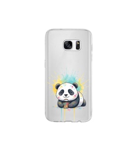 Samsung Galaxy S7 ile Uyumlu Splash Panda Tasarımlı Şeffaf Silikon Kılıf