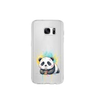 Samsung Galaxy S7 ile Uyumlu Splash Panda Tasarımlı Şeffaf Silikon Kılıf