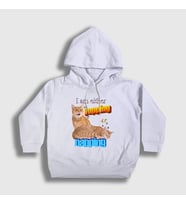 Presmono Unisex Çocuk Beyaz Yapping Hediye Turuncu Kedi Kedili Kapüşonlu Sweatshirt 505182tt