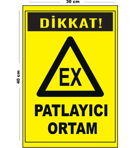 Metal Patlayıcı Ortam 30 cm x 40 cm A3 Büyüklüğünde Uyarı Levhası Yönlendirme Tabelası