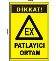 Metal Patlayıcı Ortam 30 cm x 40 cm A3 Büyüklüğünde Uyarı Levhası Yönlendirme Tabelası