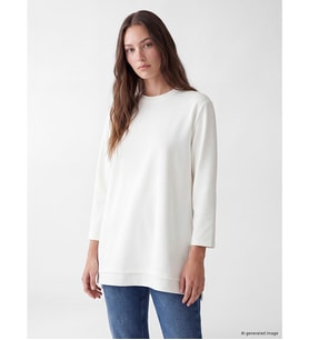 LCW Modest Beyaz Soft Touch Oversize Kadın Sweatshirt Tunik