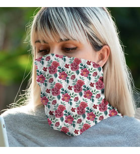 Kırmızı Çiçekler Boyunluk Maske Bandana