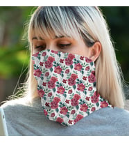 Kırmızı Çiçekler Boyunluk Maske Bandana