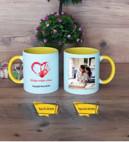 Anneye Hediye Kupa Bardak Sarı Fotoğraflı Anneler Günü Hediyesi