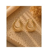 İÇ İÇE GEÇMELİ, GOLD RENK, İKİLİ HALKA GÖRÜNÜMLÜ IŞILTILI KÜPE ACR9803