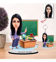 Kisiye Özel Karikatür kadın Öğretmen Biblo ve anahtarlık 3