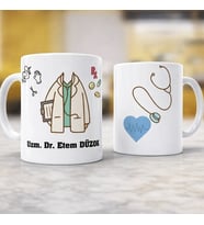 Kişiye Özel Doktor Temalı Kupa Bardak İsim ve Fotoğraf Baskılı 330 ml Seramik (Parlak Beyaz)