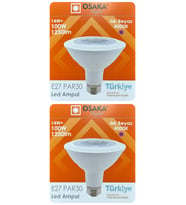 (2 Adet) Osaka 14W (100W) Ilık Beyaz (Günışığı) (4000K) E27 Duylu (Kalın Duy) Led PAR30 Ampul