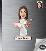 Kişiye Özel İş Kadını Ahşap Magnet -5