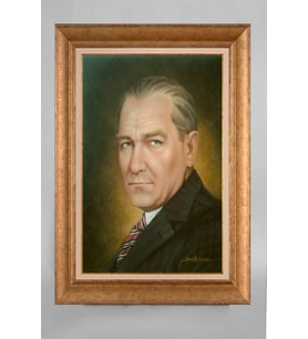 Altın Varaklı Paspartulu Çerçeveli Atatürk Tablo sd55