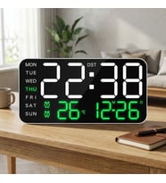 Led Ekranlı Masa Saati Pilli Elektrikli Alarmlı Termometre Tarih Göstergeli Duvar Saati Sıcaklık Gös