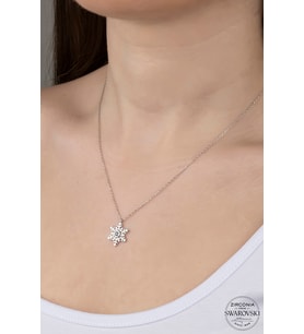 SWAROVSKİ CRYSTAL KAR TANESİ  925 AYAR GÜMÜŞ KOLYE