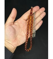 TOZ KEHRİBAR TESBİH KOYU SARI RENKLİ KAPSÜL KESİM 10MMX9MM T-571 (Çok Renkli)