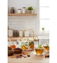 800 ML. BAMBU KULPLU ÇİNİ LİMON DESEN DEMLİK