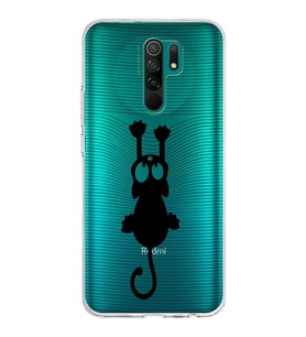Xiaomi Redmi 9 Uyumlu Kapak Çizgi Kedi Tasarımlı Şeffaf Silikon Kılıf