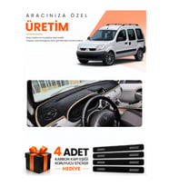 RENAULT KANGOO 2 AİRBAGLİ (2004-2008) Uyumlu Torpido Koruma Örtüsü Oto Kılıfı - Siyah Bej