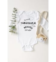 Unisex Bebek Beyaz Yaramazlık Uzun Kollu Pamuklu Çıtçıtlı Body