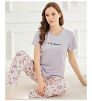 Mihra Kadın Bisiklet Yaka MİLAN Likralı Kısa Kol Pijama Takımı 50107Lila - 1 Adet
