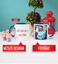 Biyologa Hediye Biyolog Kupa Bardak Lacivert Fotoğraflı