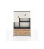 Arges Dolap 8 Raflı 5 Çekmeceli 3 Kapaklı 132x30x195 Antrasit-Aytaşı/Çam