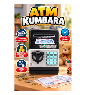Şifreli ATM Kumbara – Otomatik Kâğıt Para Alan, Bozuk Para Girişli Çocuk Kasası