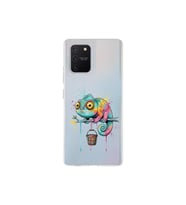 Samsung Galaxy A91 ile Uyumlu Splash Bukalemun Tasarımlı Şeffaf Silikon Kılıf