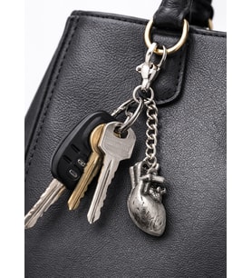 Anatomik Kalp Figürlü Metal Anahtarlık Gümüş Renk Unisex Aksesuar