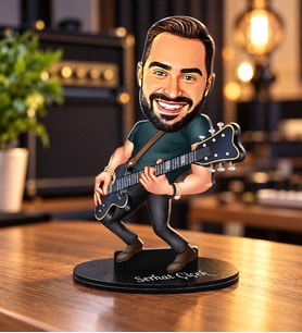Kişiye Özel Gitarist Tasarım Karikatür Biblo
