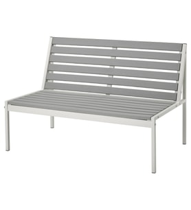 Bahçe Bankı, Beyaz-Gri, 100x59x67 cm, Mindersiz