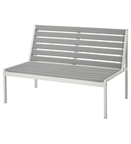 Bahçe Bankı, Beyaz-Gri, 100x59x67 cm, Mindersiz