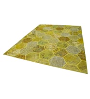 Sarı Geometrik Desenli El Dokuma Salon Halısı Modern Stil Yatak Odası Bohem Eskitme Vintage
